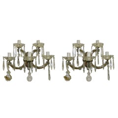 Pair of Two Identical Marie Therese Crystal Wall Lamps