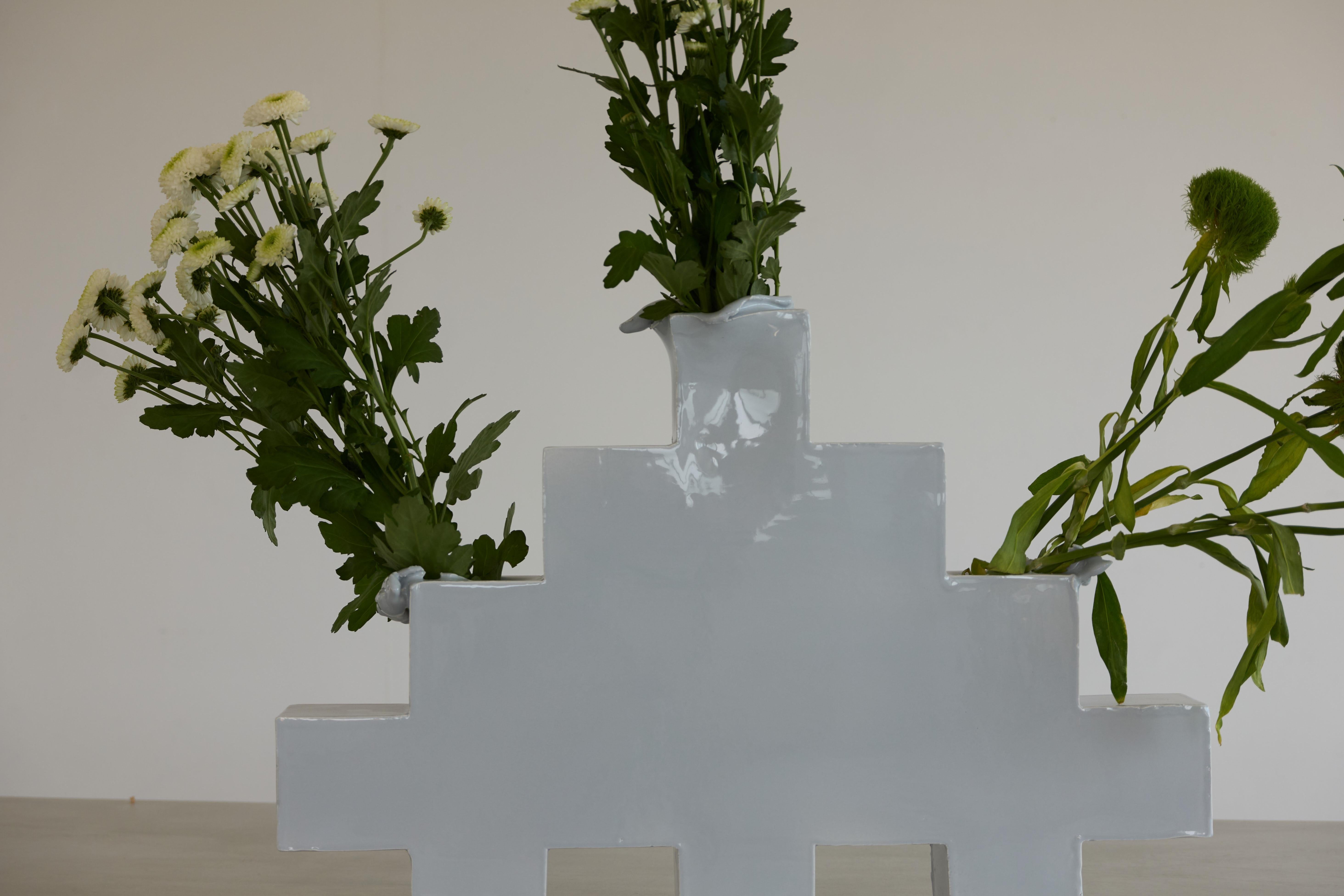Italian Pair of two: Cubist, Geometric, Post Modern Vases. Made in Italy For Sale