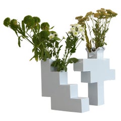 Pair of two: Italian ceramic geometric vases by artist Jenna Basso Pietrobon