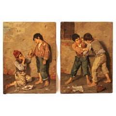 Paire de deux peintures italiennes de Giulio del Torre