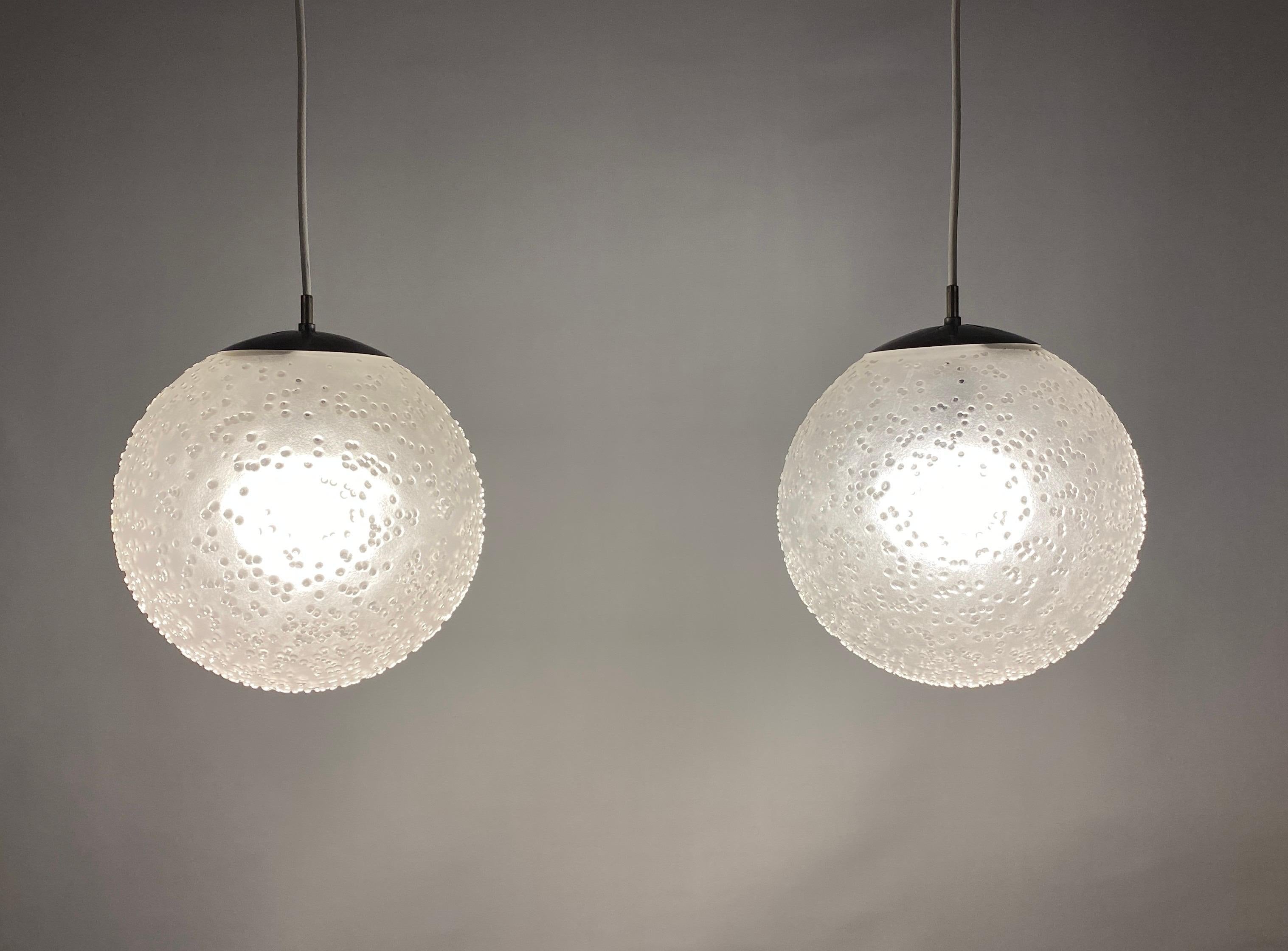 Mid-Century Modern Pair of Two Large Pendant Lights 'Patmos' by Horst Tüselmann for Peill & Putzler