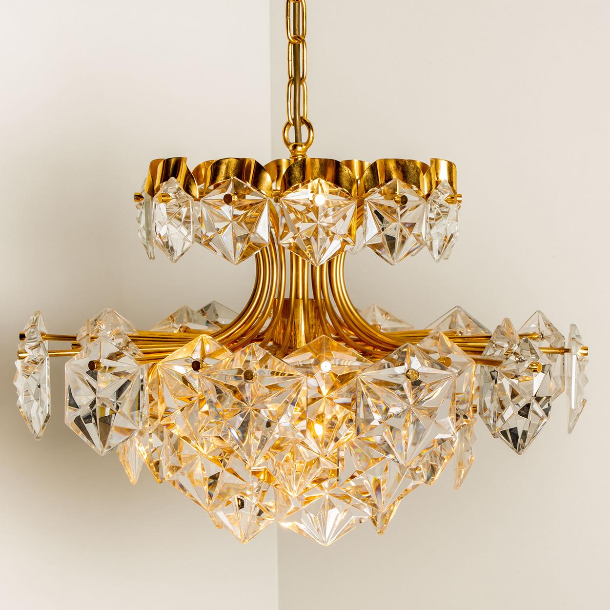 Pair of Two Layer Faceted Crystal Chandeliers Kinkeldey, 1970 For Sale 4