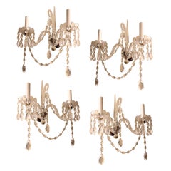 two Pair of two -Light Cut-Glass Wall-Light by F&C Osler