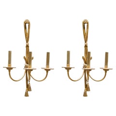 Pair of Two Light Fixtures Louis XVI Style