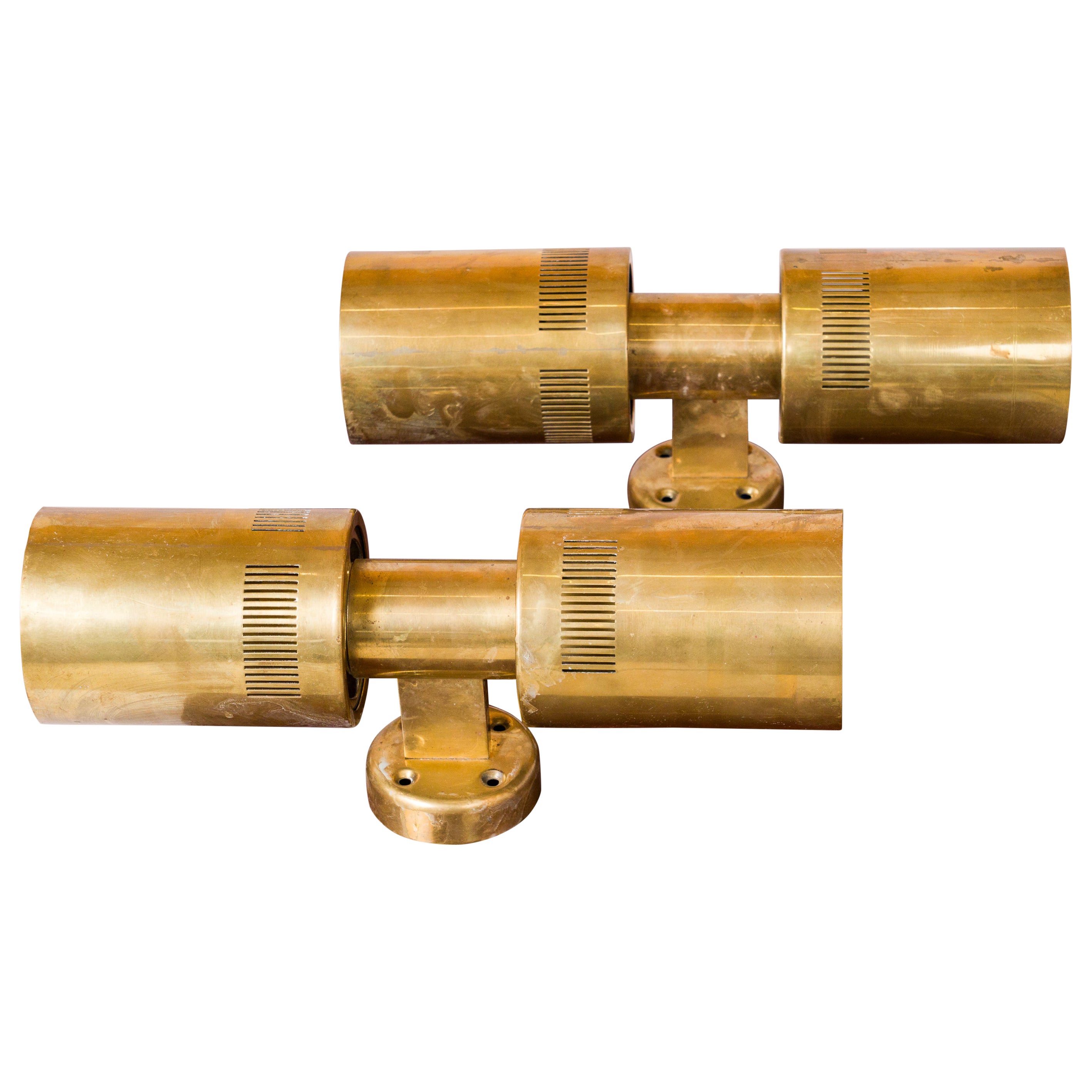 Two-Light Sconces in Patinated Brass inspired by Paavo Tynell - Finland 1950's