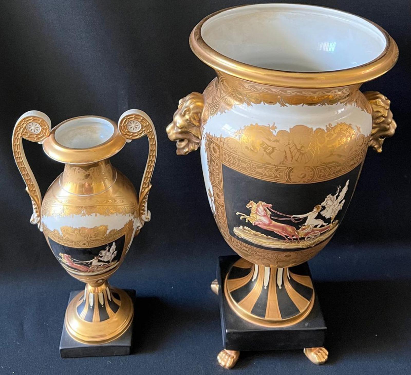 Hand-Crafted Pair of Two Magnificent Vases in the Shape of Greek Amphorae French Empire, 19th