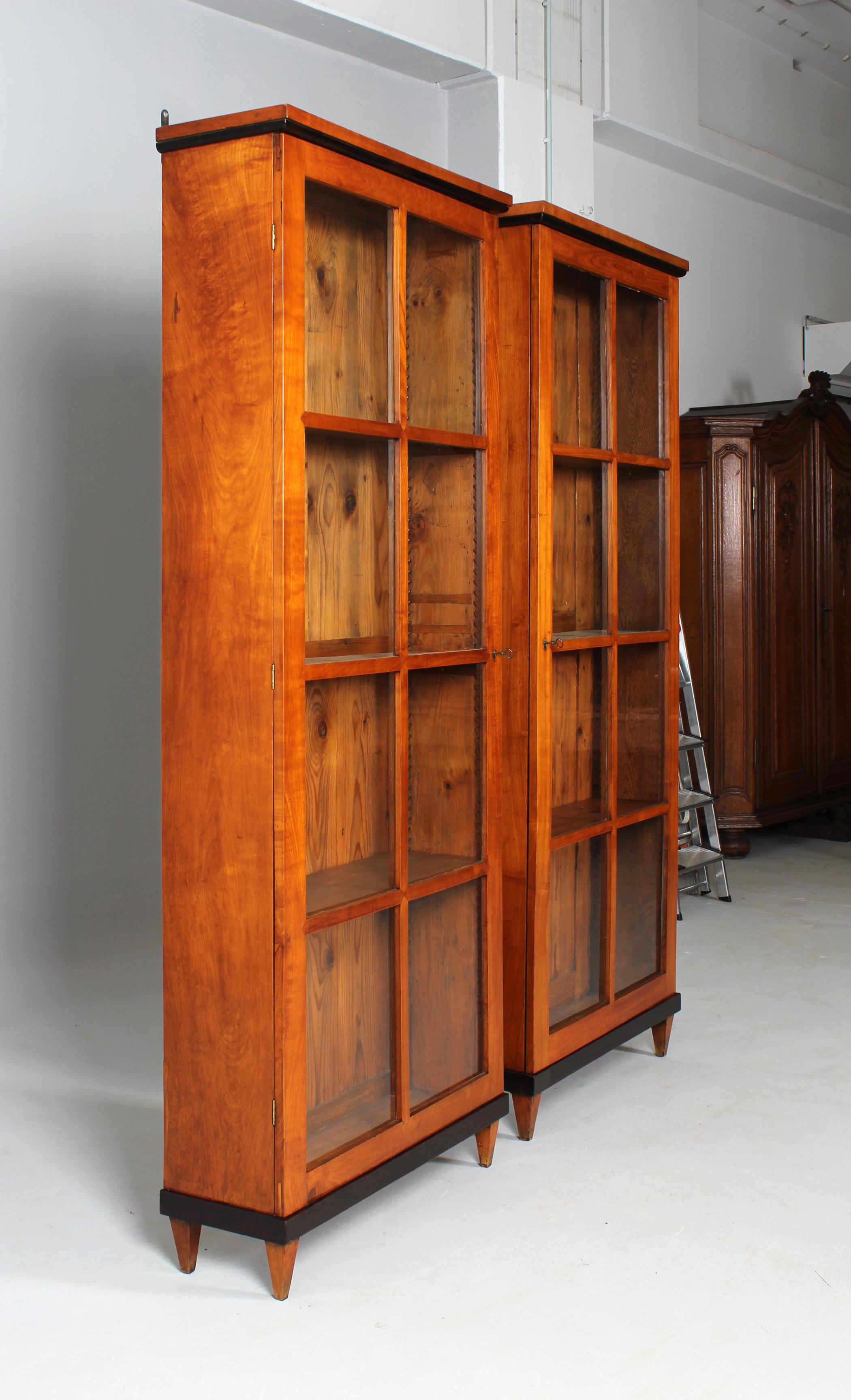 Pair Of Two Matching Biedermeier Bookcases, Cherrywood, Southern Germany, c 1820 3