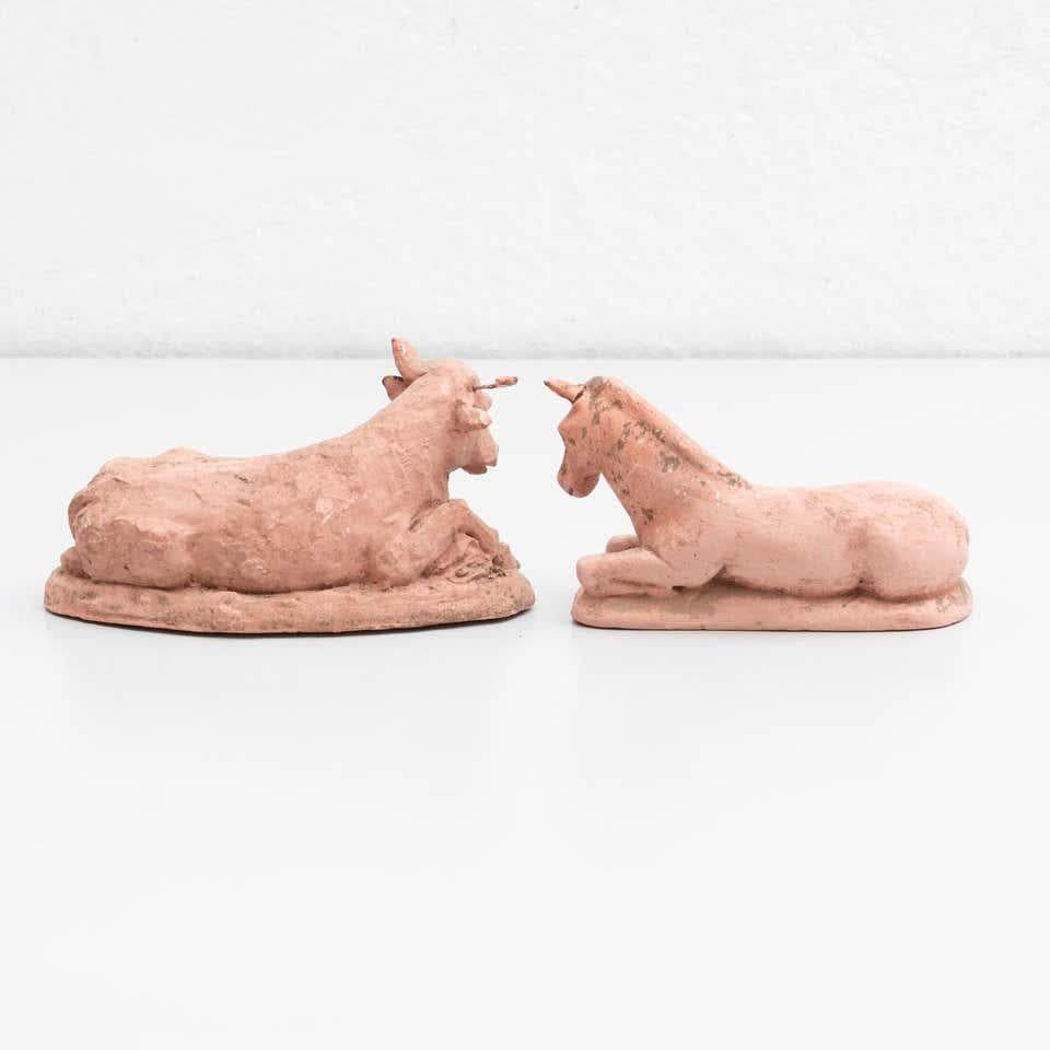 Mid-Century Modern Deux sculptures d'animaux en argile du milieu du 20e siècle en vente