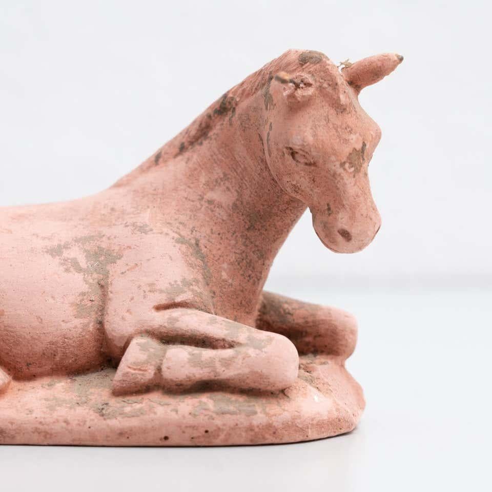 Coppia di due sculture di animali in argilla della metà del XX secolo in vendita 3