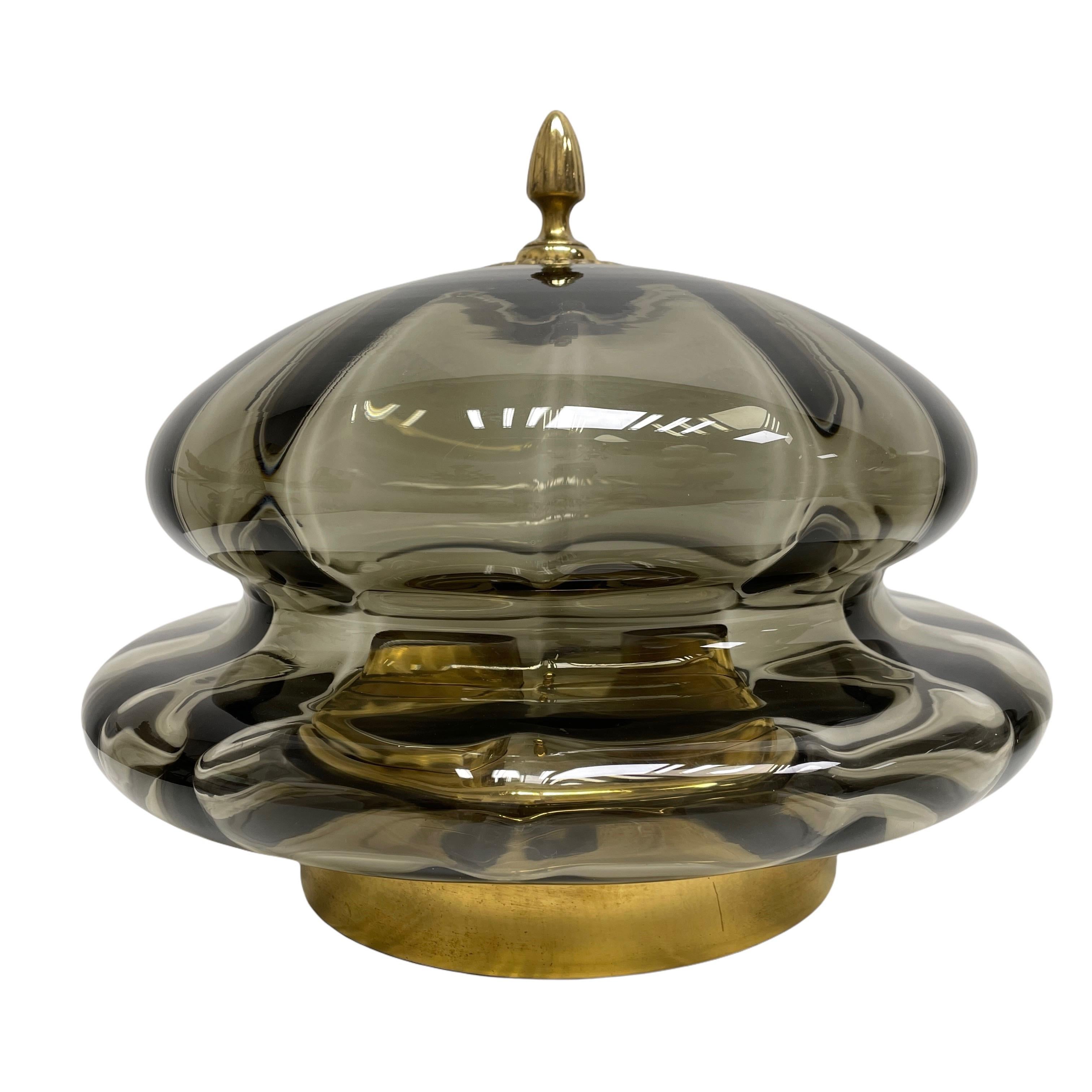 German Pair of two Onion Dome Shaped Mid-Century Modern Glass Flush Mount, 1960s