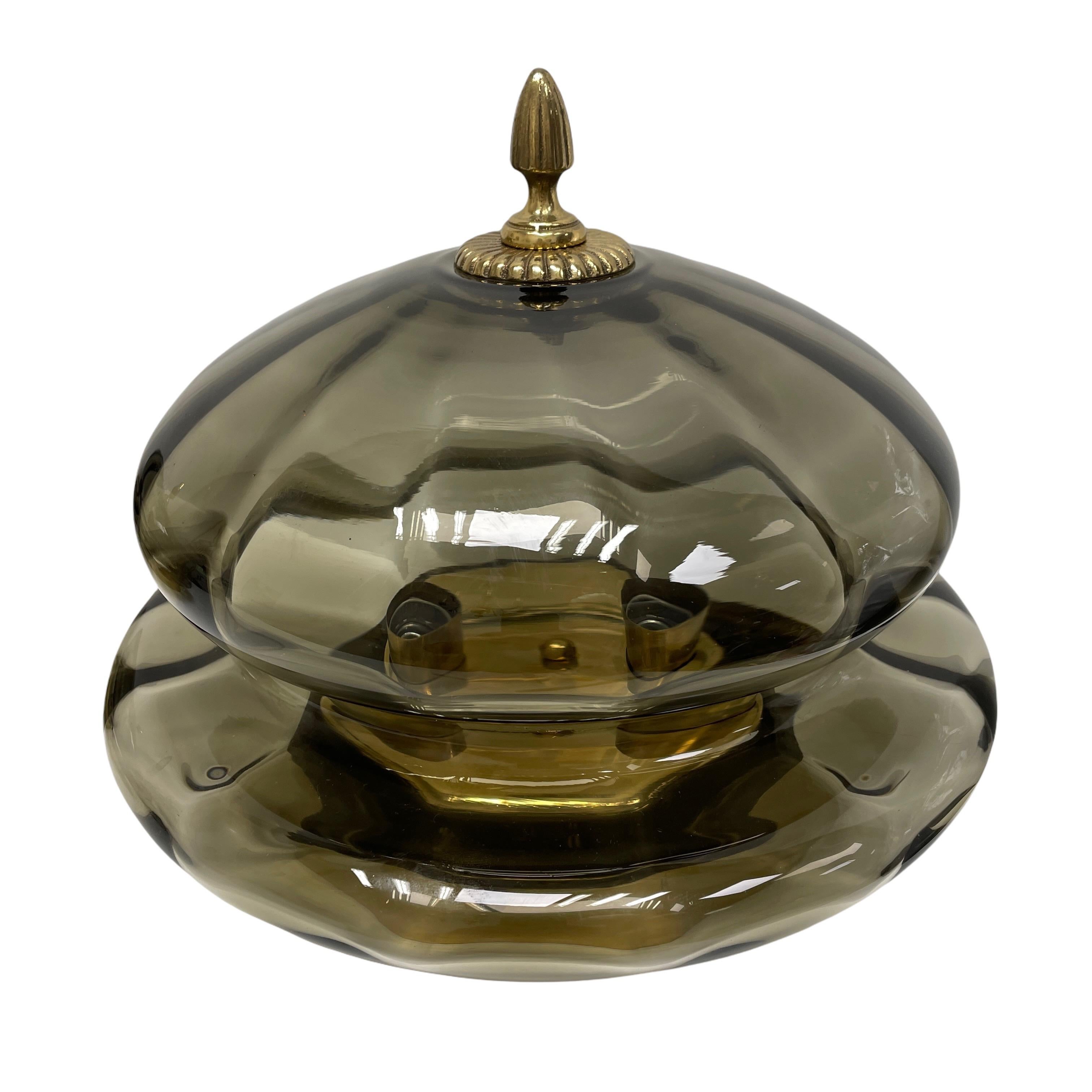 Pair of two Onion Dome Shaped Mid-Century Modern Glass Flush Mount, 1960s 1