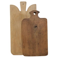 Pareja de dos raras tablas de cortar de madera francesas del siglo XIX