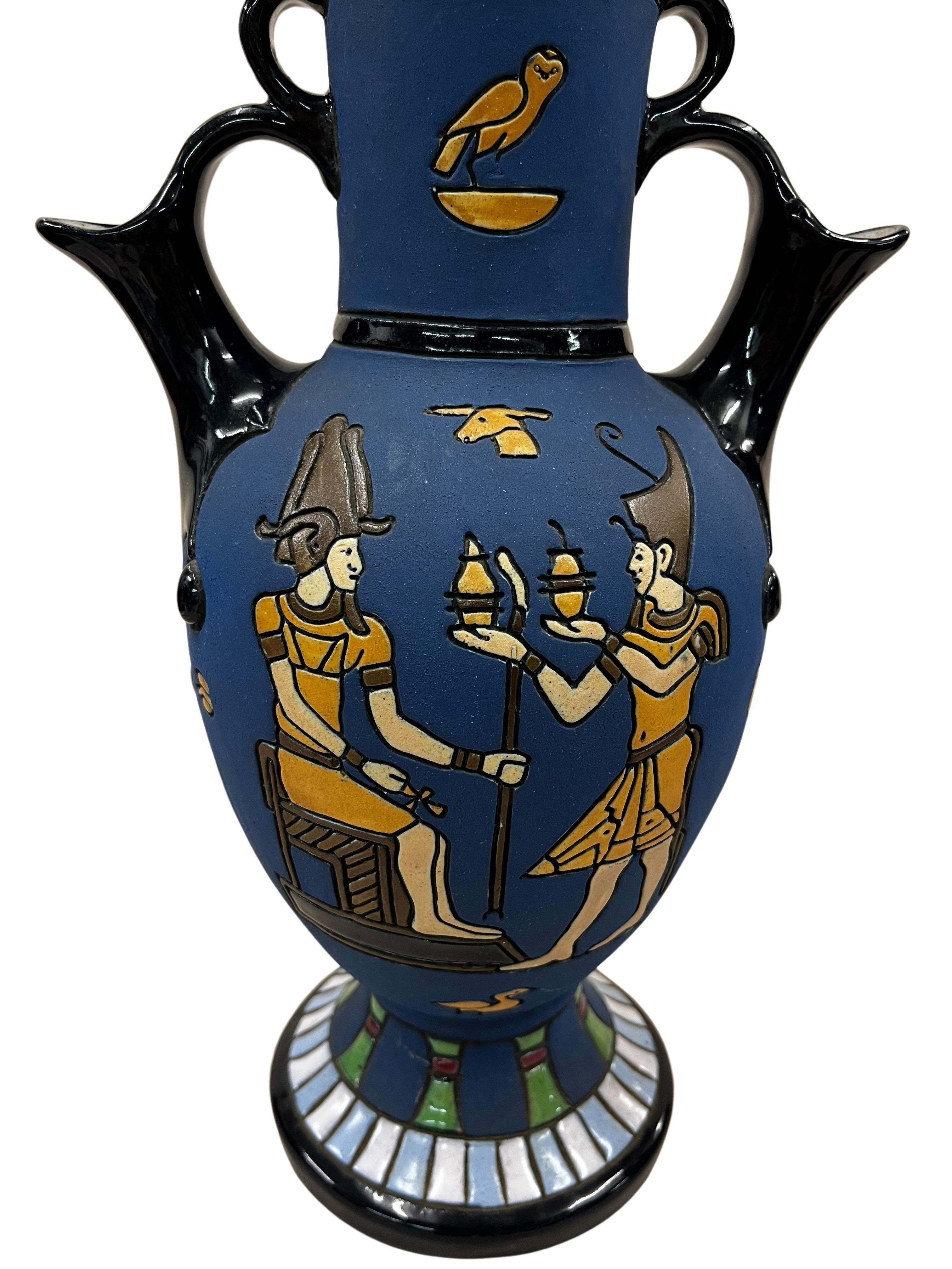 Ceramic Pair of two reversible vases jugs, ceramic, Egypt Art Deco, 1915 Amphora Czech R For Sale