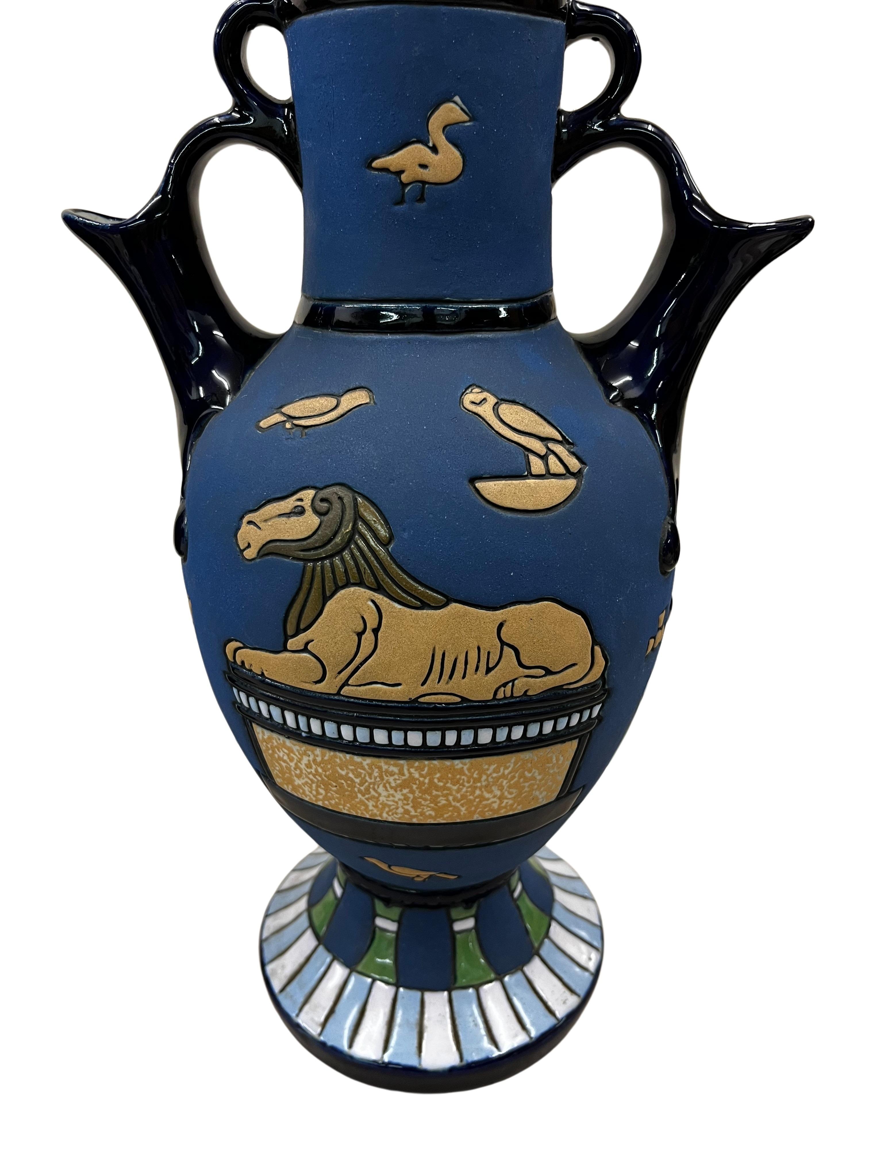 Pair of two reversible vases jugs, ceramic, Egypt Art Deco, 1915 Amphora Czech R For Sale 1