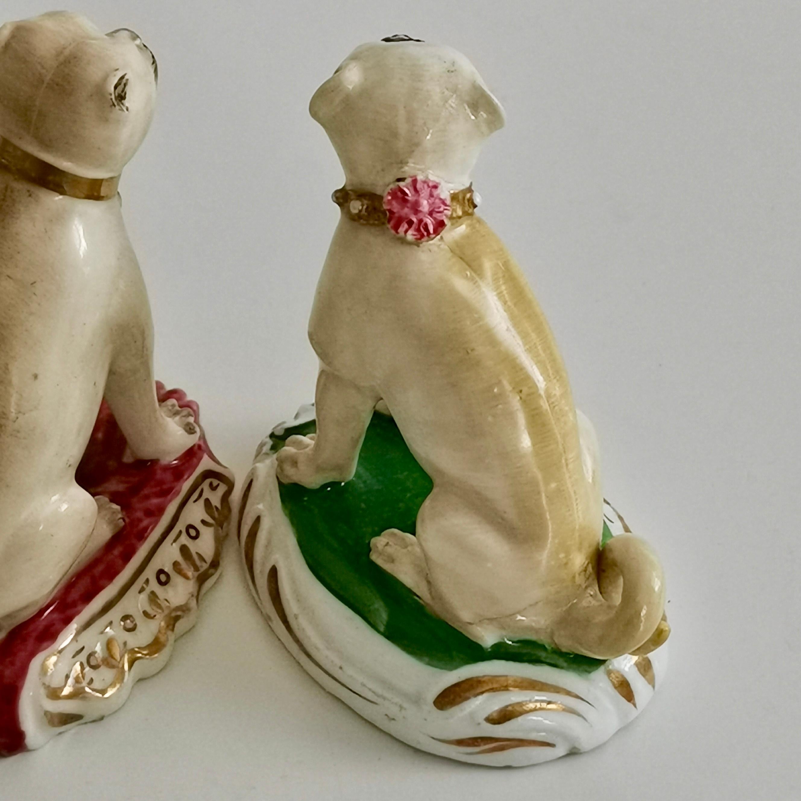 Pair of Two Rockingham Porcelain Pug Dog figures, Regency circa 1835 In Fair Condition In London, GB