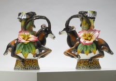 Pair of Two sculpted Sable Candleticks