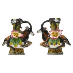 Pair of Two sculpted Sable Candleticks