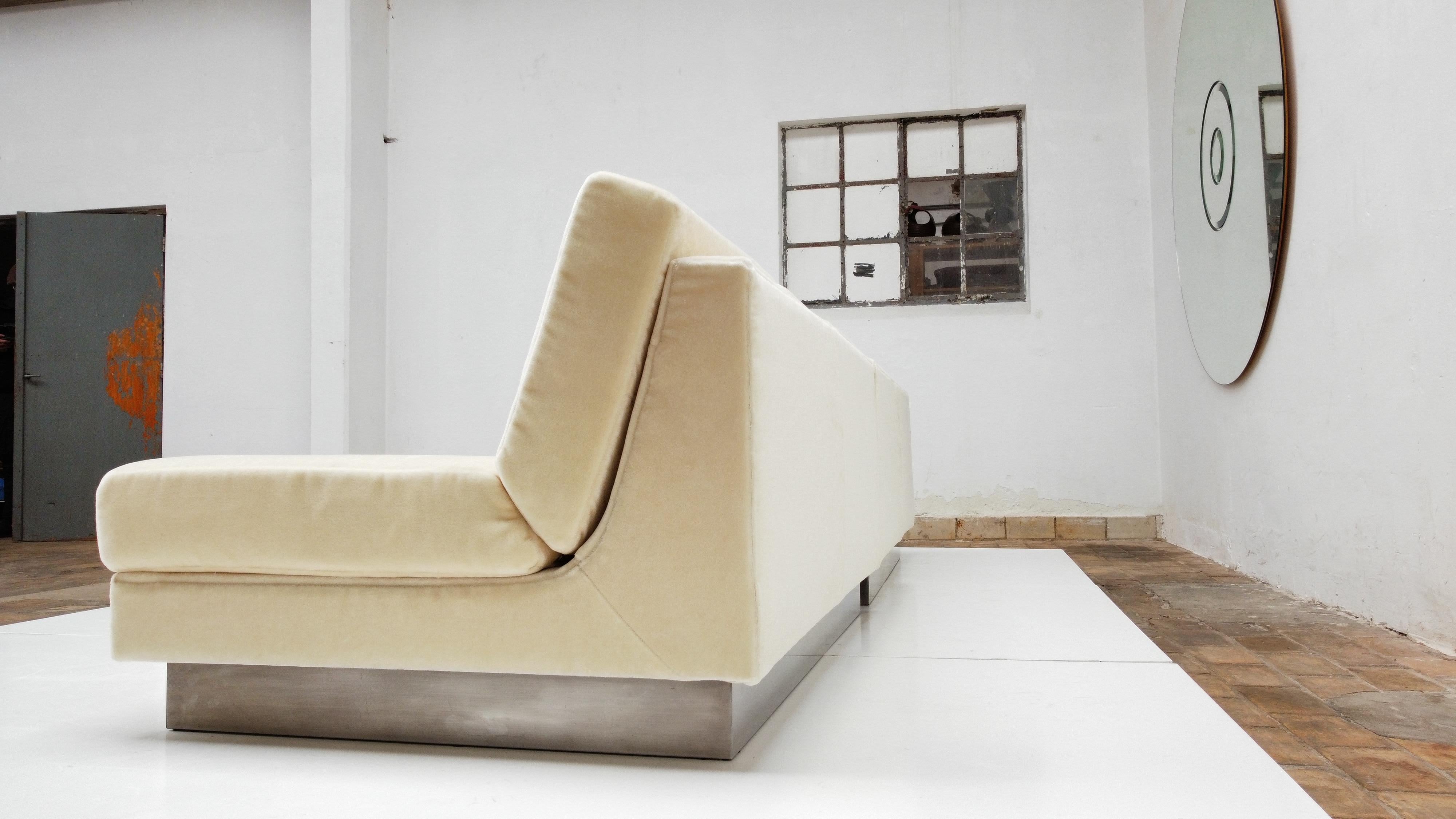 Pair of Two Seat Mohair 'California' Sofas, Jacques Charpentier, Paris, 1970 For Sale 8