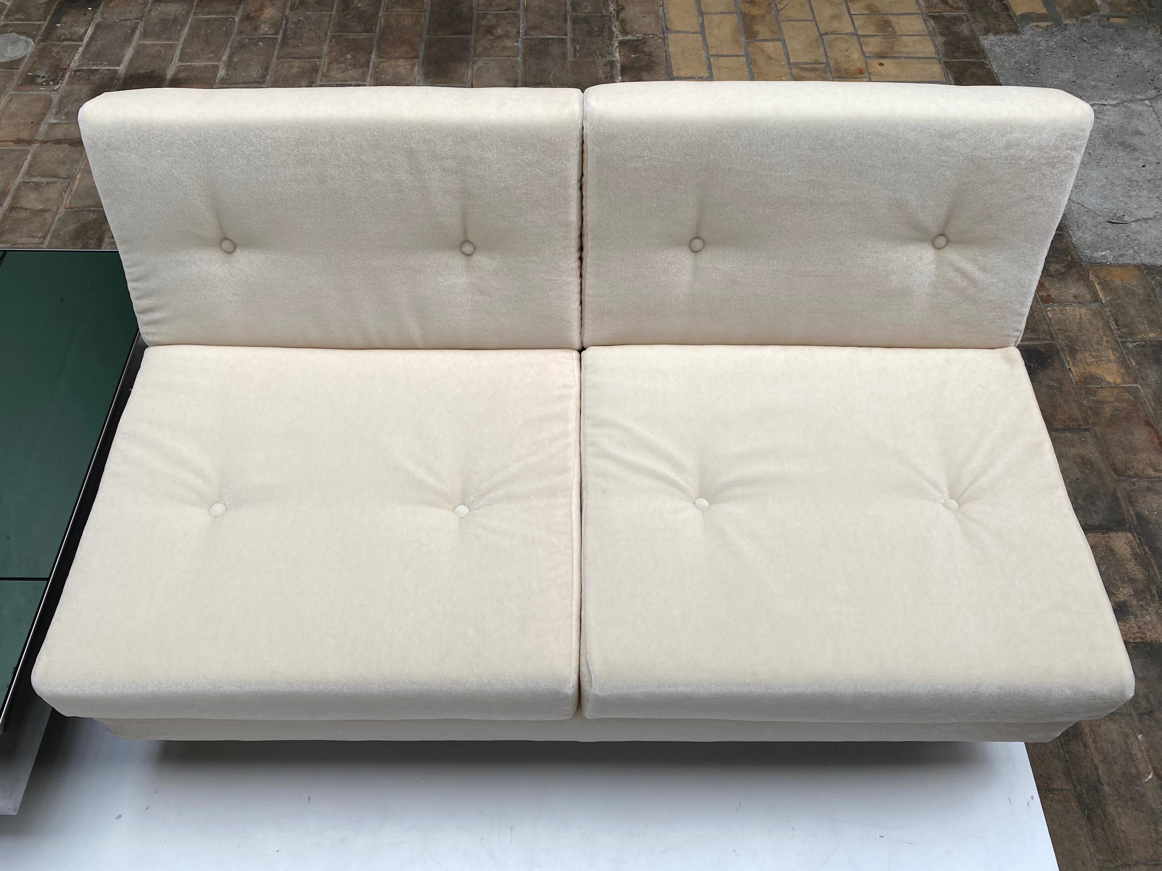 Pair of Two Seat Mohair 'California' Sofas, Jacques Charpentier, Paris, 1970 For Sale 10