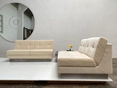 Pair of Two Seat Mohair 'California' Sofas, Jacques Charpentier, Paris, 1970