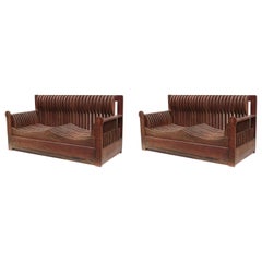 Pair of Two Seater Sofas by Mario Ceroli for Poltronova