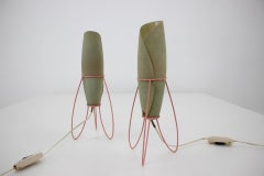 Pair of Two Space Age Rare Table Lamps, Rockets by Pokrok Zilina, 1960s