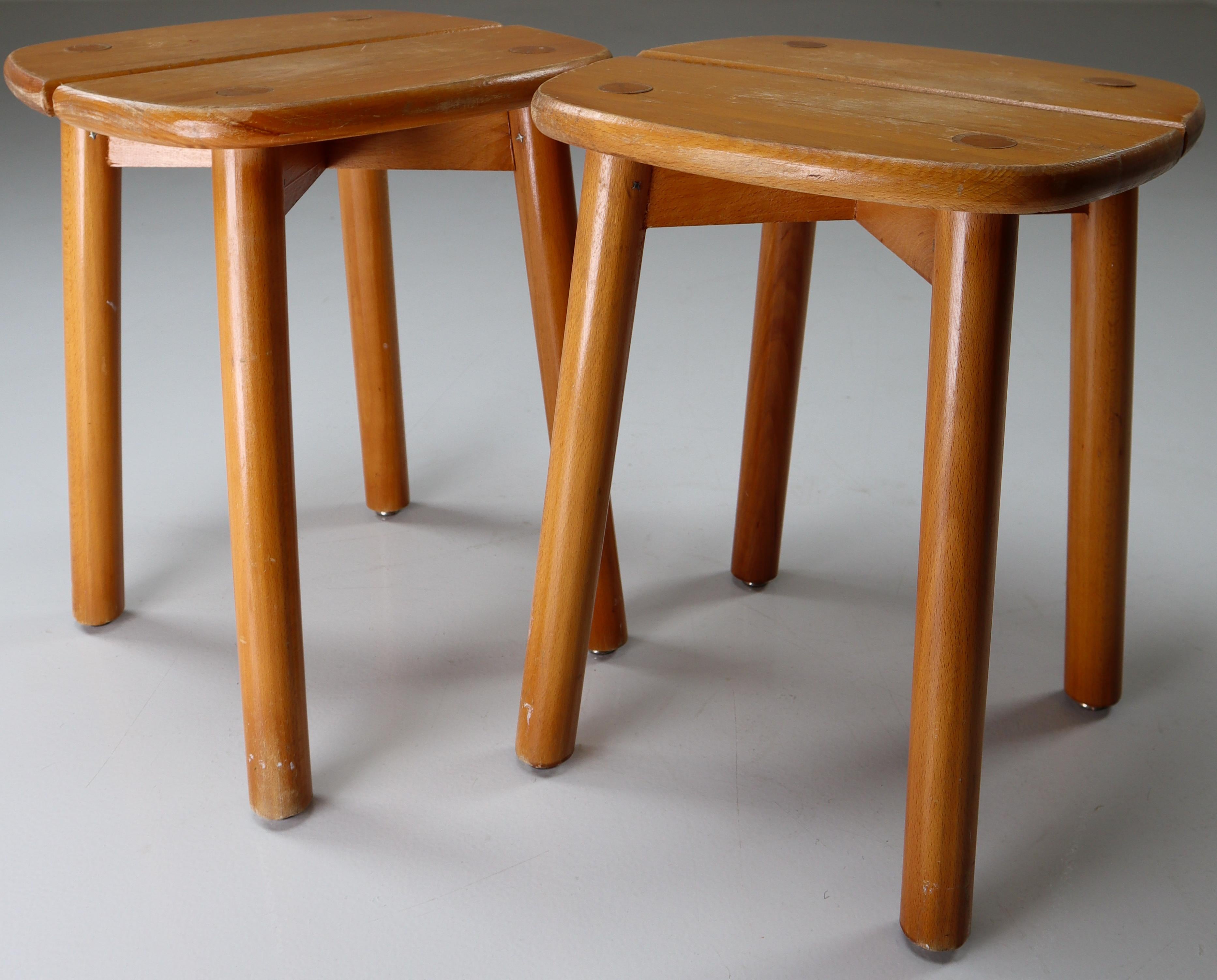 French Pair of Two Stools by Pierre Gautier-Delaye Coffee Bean Model, France, 1960s