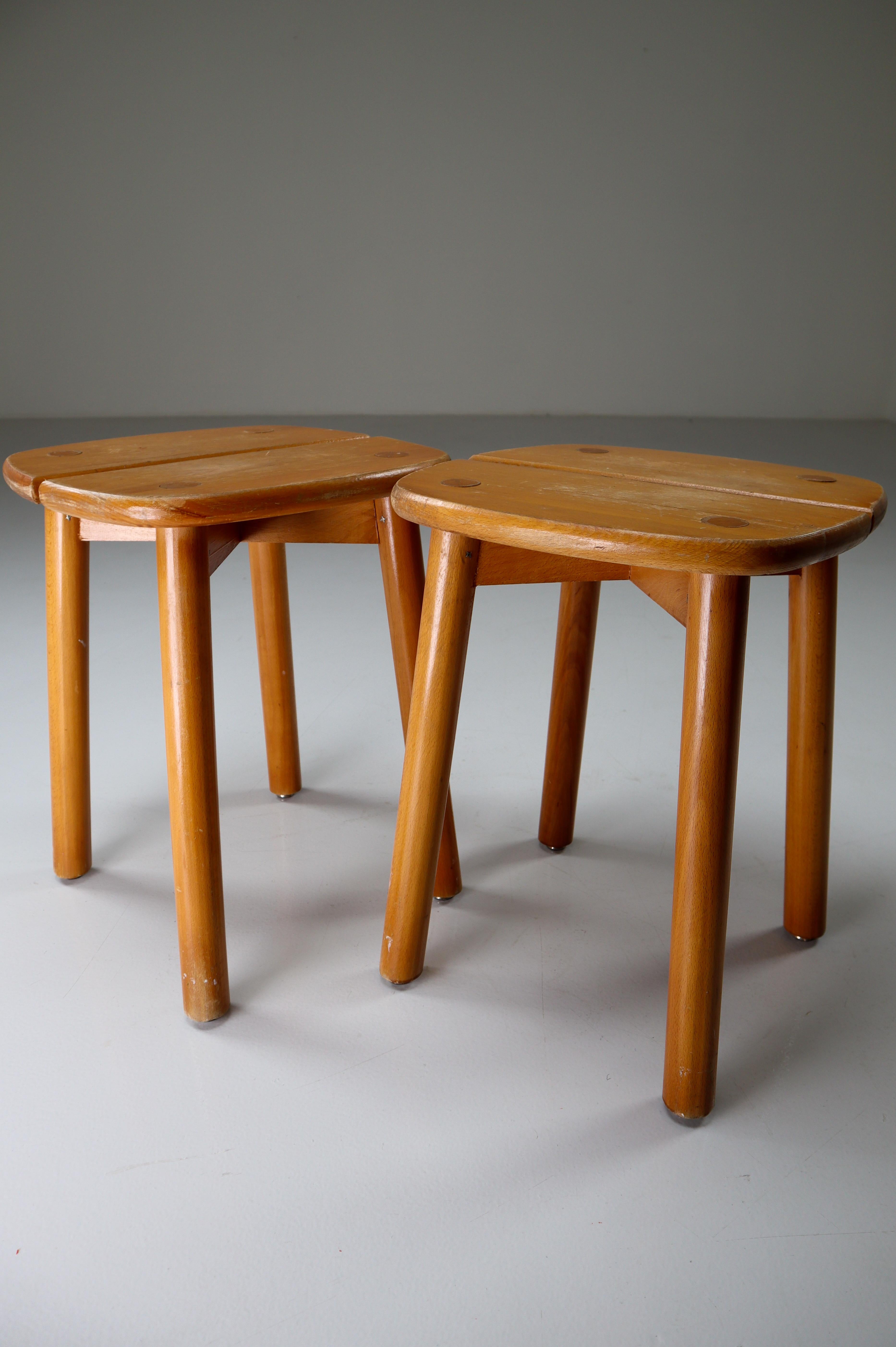 20th Century Pair of Two Stools by Pierre Gautier-Delaye Coffee Bean Model, France, 1960s