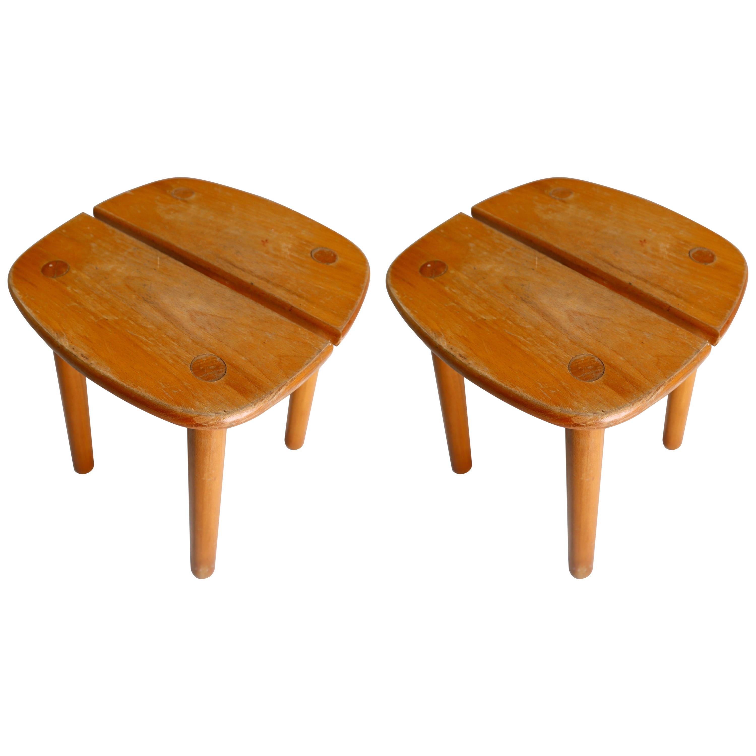 Pair of Two Stools by Pierre Gautier-Delaye Coffee Bean Model, France, 1960s