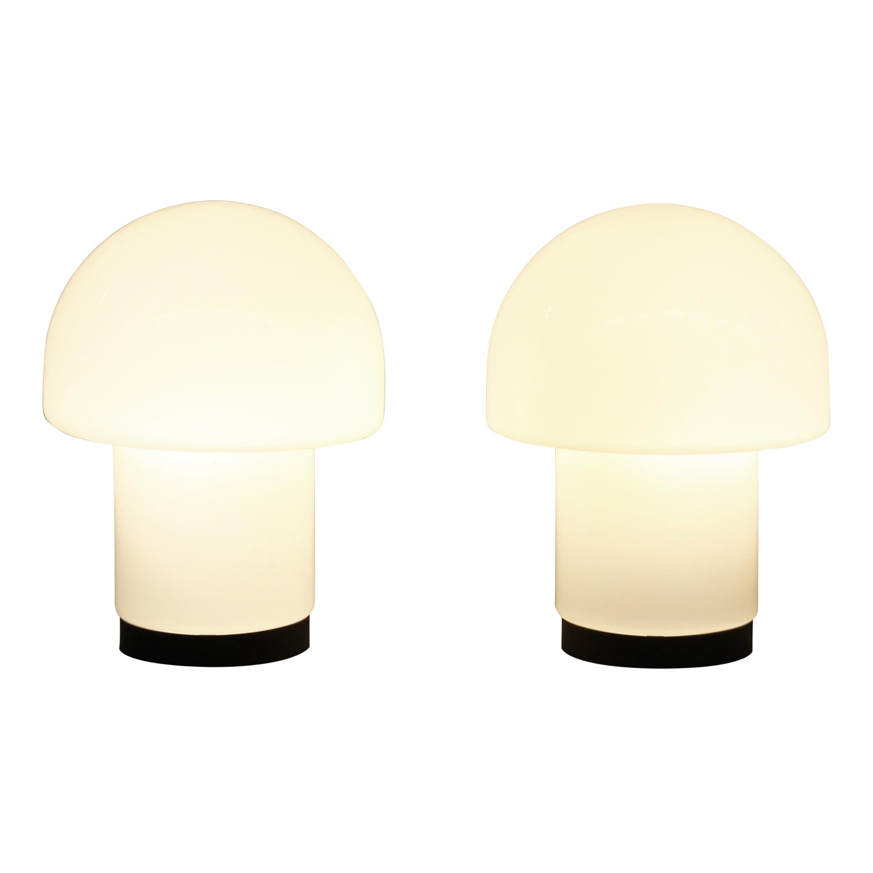 Pair of Two Table Lamps Lights by Glashütte Limburg, Germany, 1960s