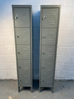 Pair of Two Tall Industrial Lockers