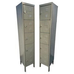 Pair of Two Tall Industrial Lockers