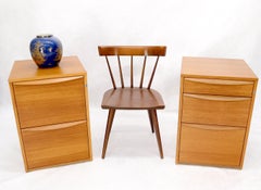 Pair of Two Teak 3 and 2-Drawer File Cabinet Pedestals