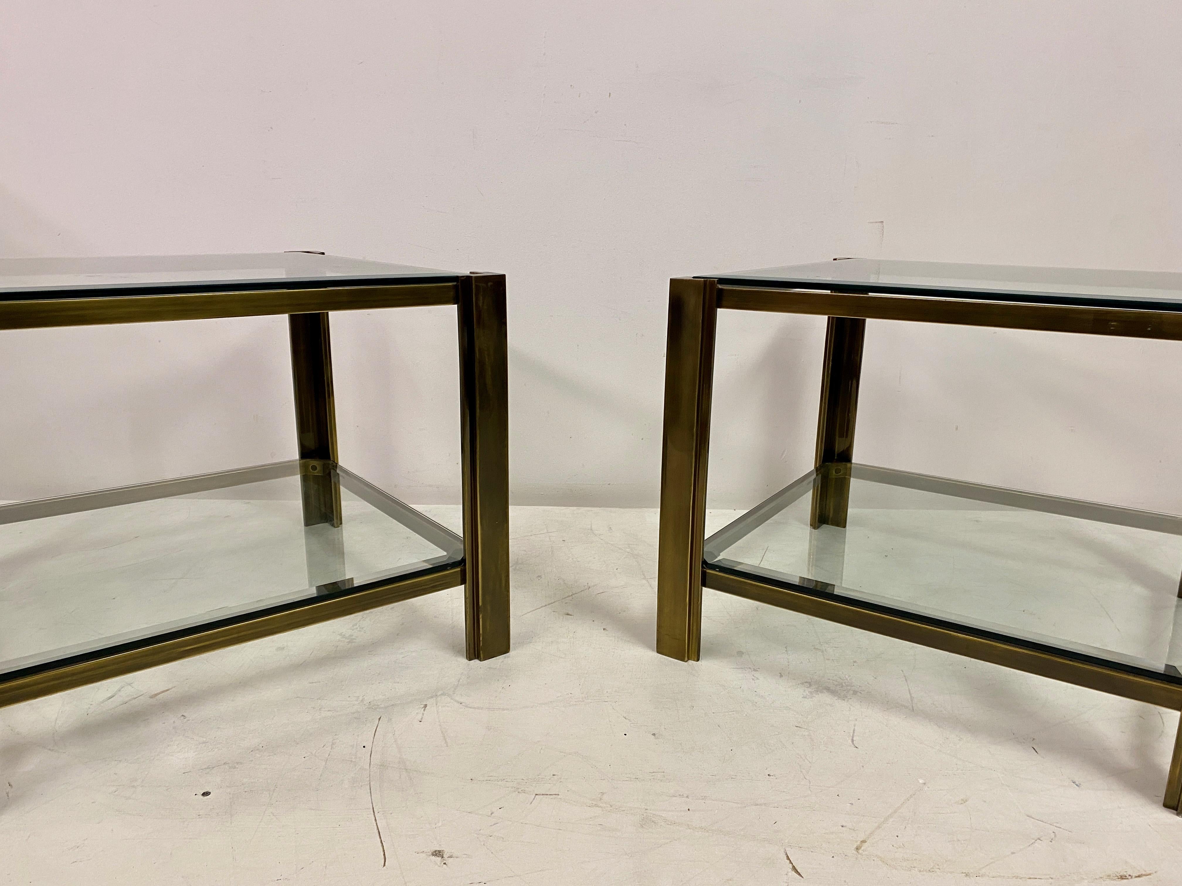 Pair Of Two Tier Brass Side Tables 7