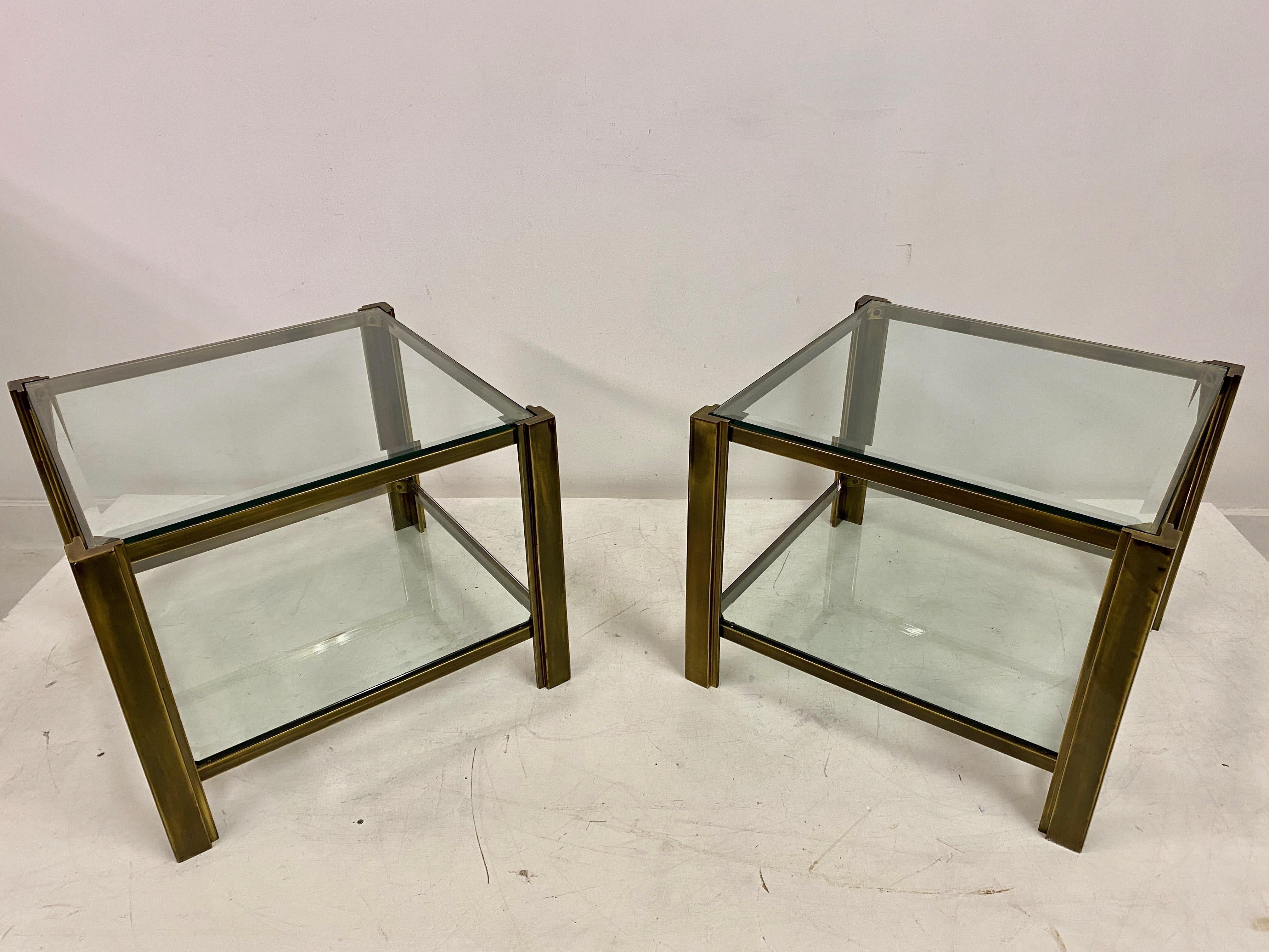 Pair Of Two Tier Brass Side Tables 8