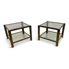 Pair Of Two Tier Brass Side Tables