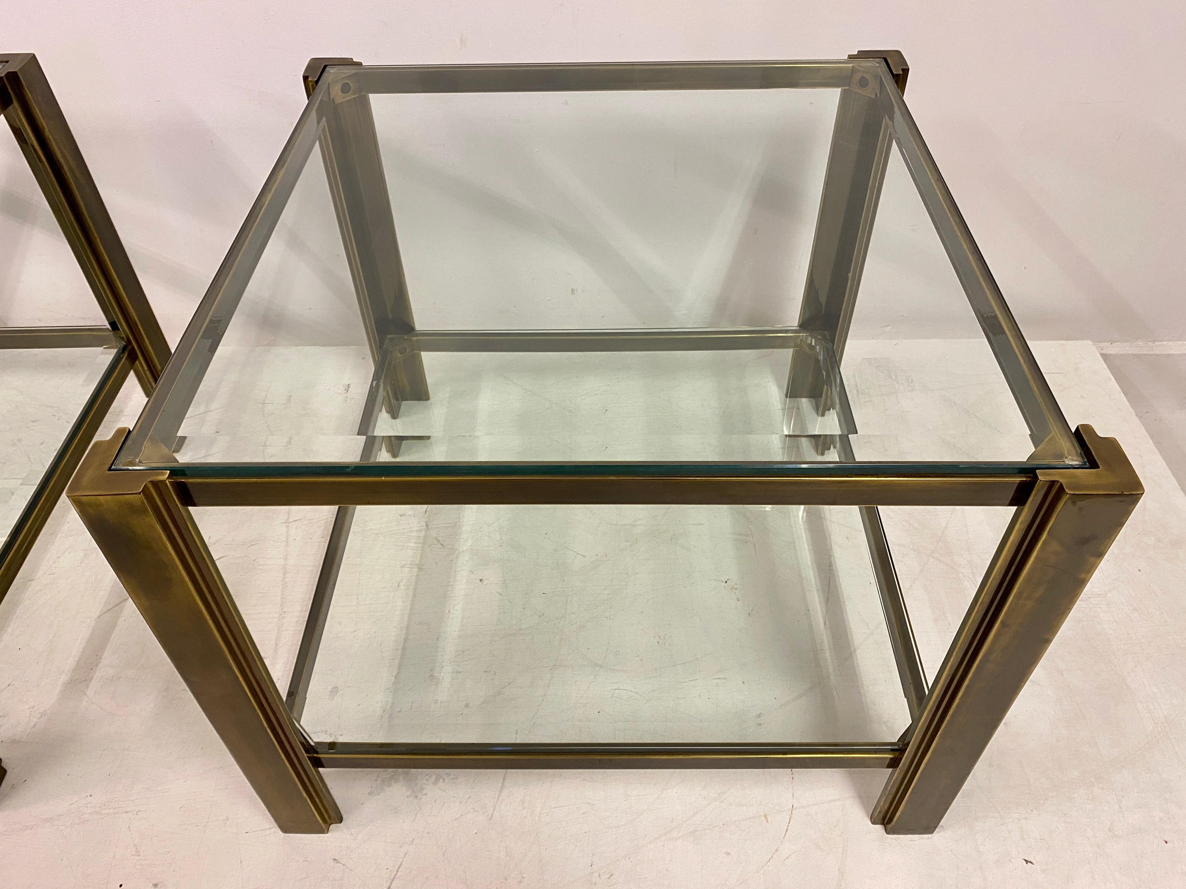 Pair Of Two Tier Brass Side Tables 4