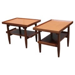 Pair of Two-Tier Cork Top Side Tables