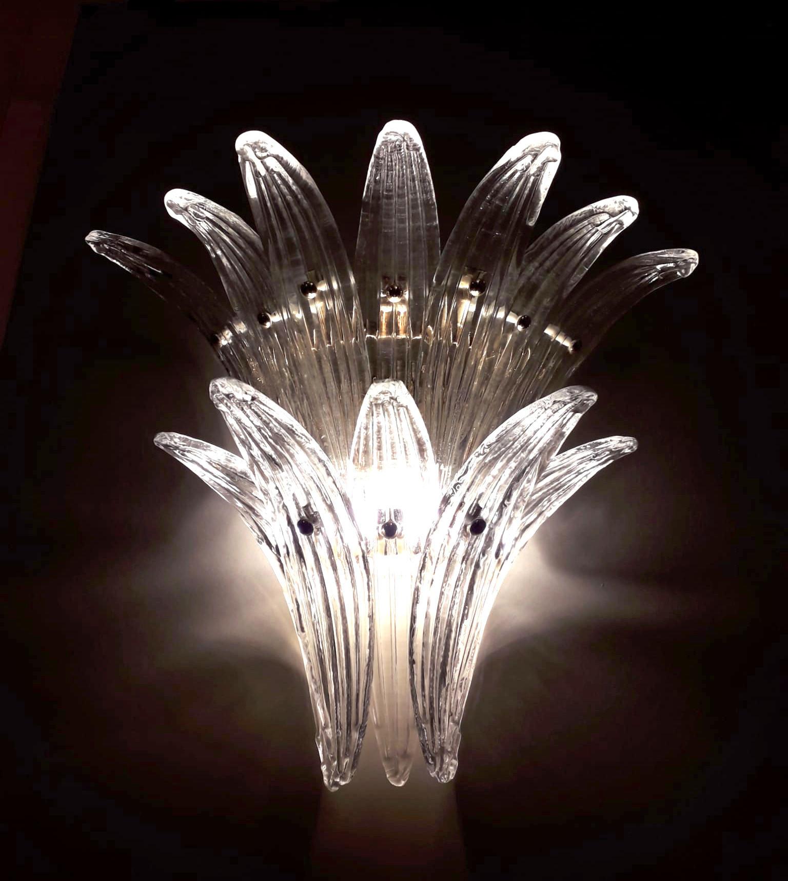 Murano Glass Pair of Two Tier Palmette Sconces