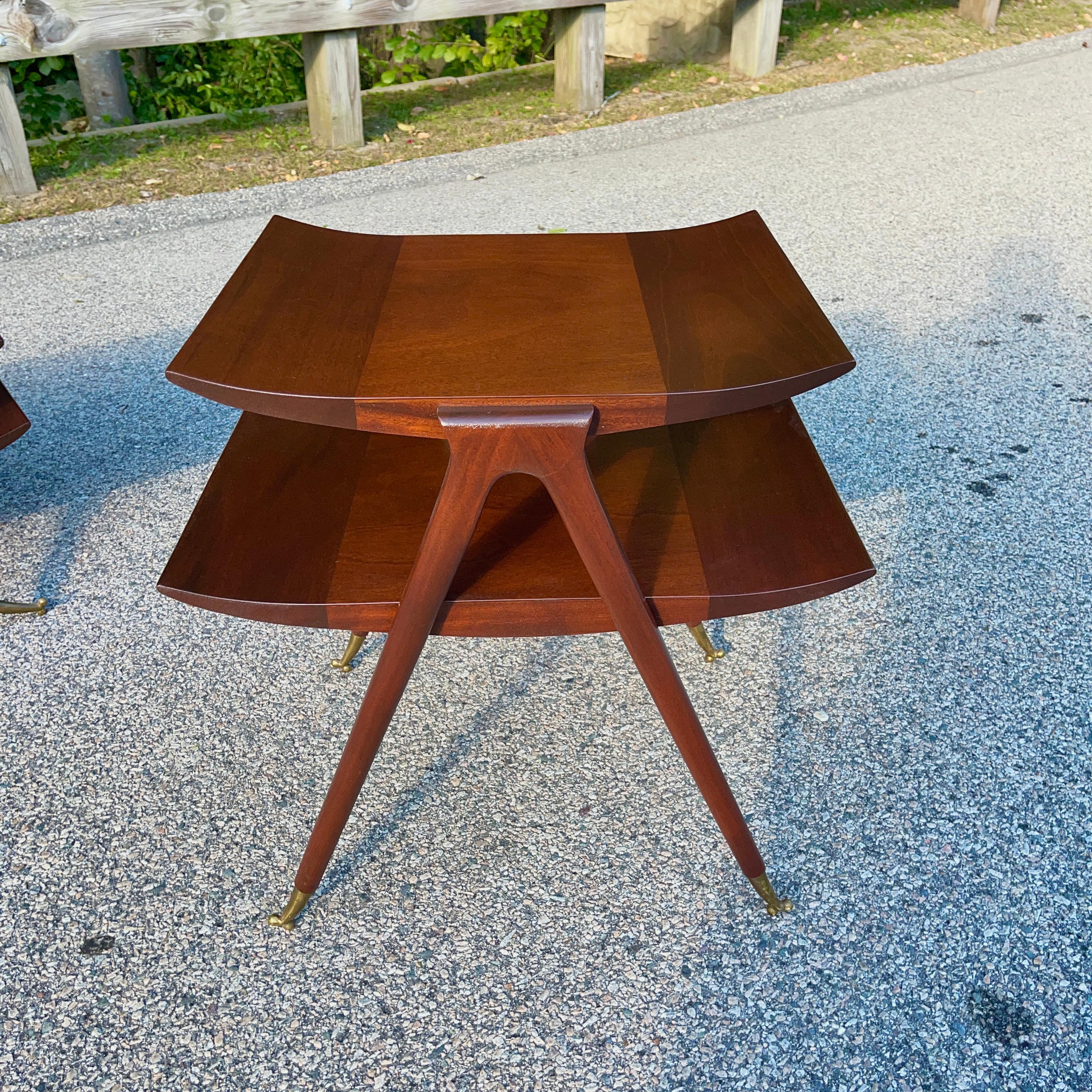 Pair of Two Tier Side Tables in the Style of Ico Parisi 1
