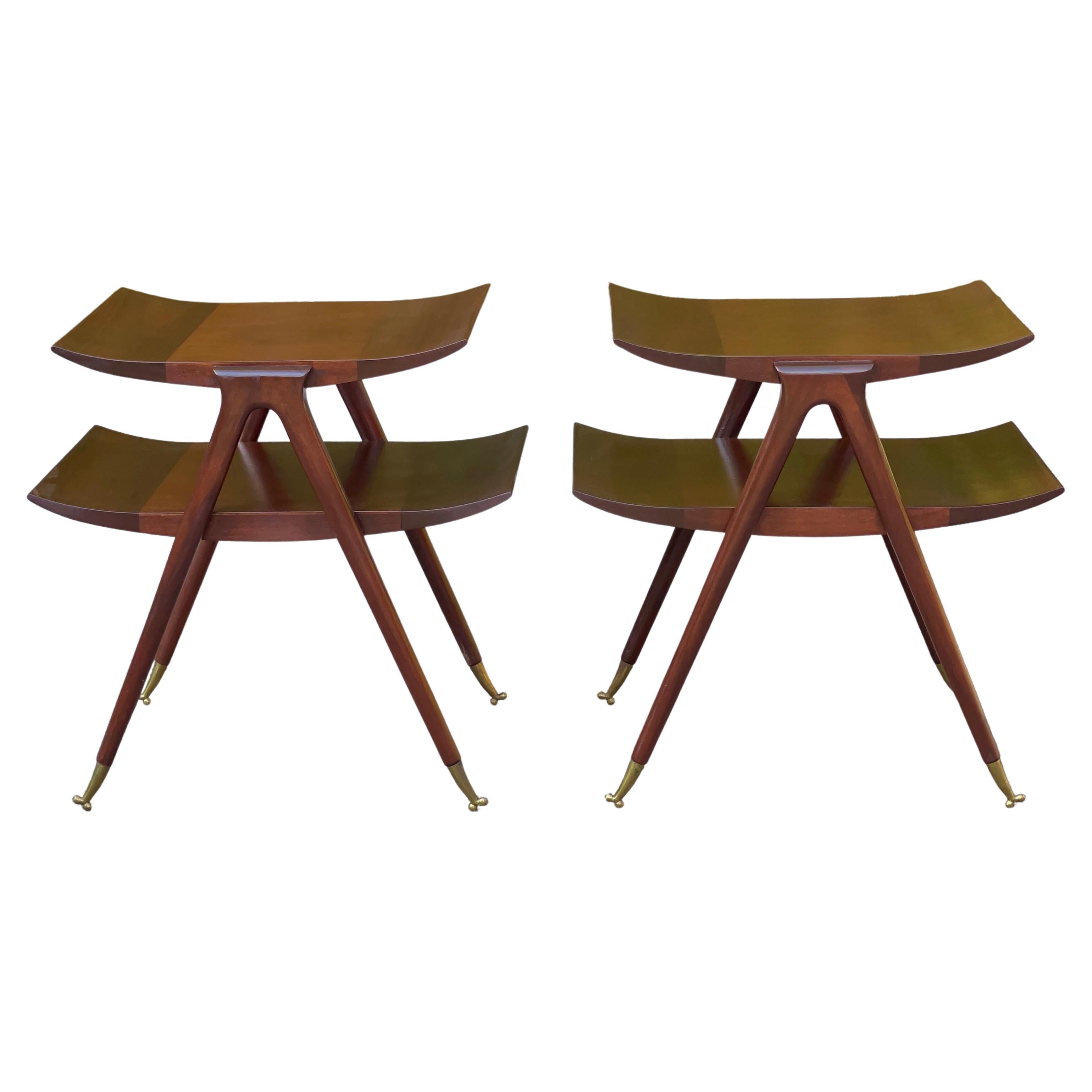 Pair of Two Tier Side Tables in the Style of Ico Parisi