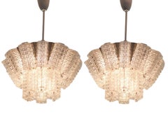 Pair of Two Tiered Glass Cube Chandelier by Austrolux, Austria, 1960s