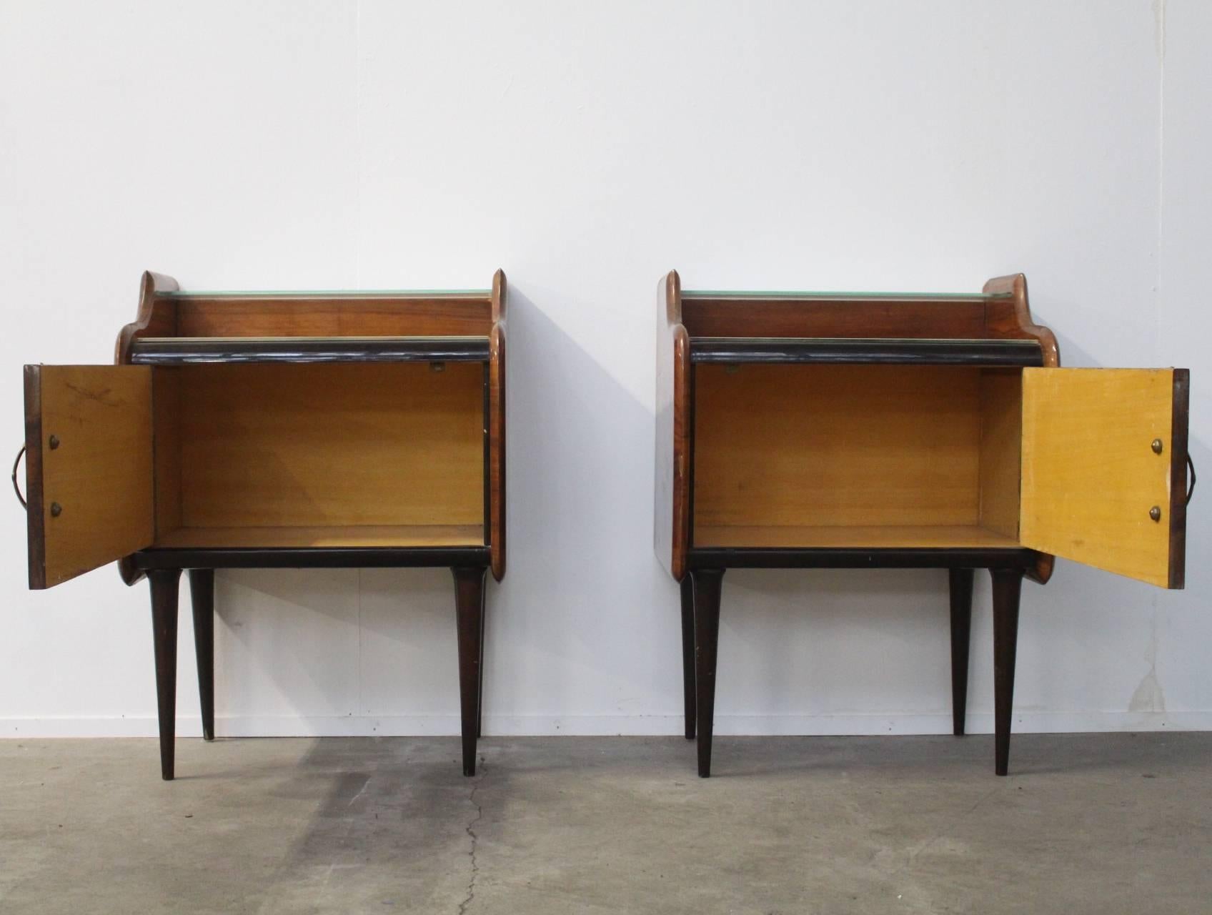 Mid-20th Century Pair of Two-Tiered Nightstands Attributed to Vittorio Dassi