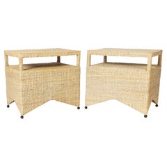 Pair of Two Tiered Wicker Stands from the FS Flores Collection