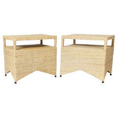 Pair of Two Tiered Wicker Stands or Tables