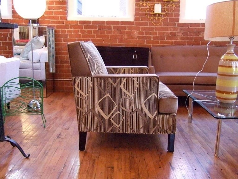 Pair of TwoTone Chenille Club Chairs at 1stDibs