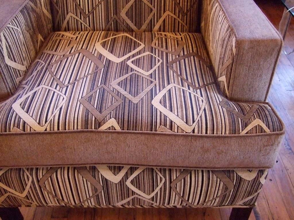 American Pair of Two-Tone Chenille Club Chairs
