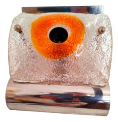 Pair of Two-Tone Glass and Steel Wall Lamps, Mazzega Production, 1970s