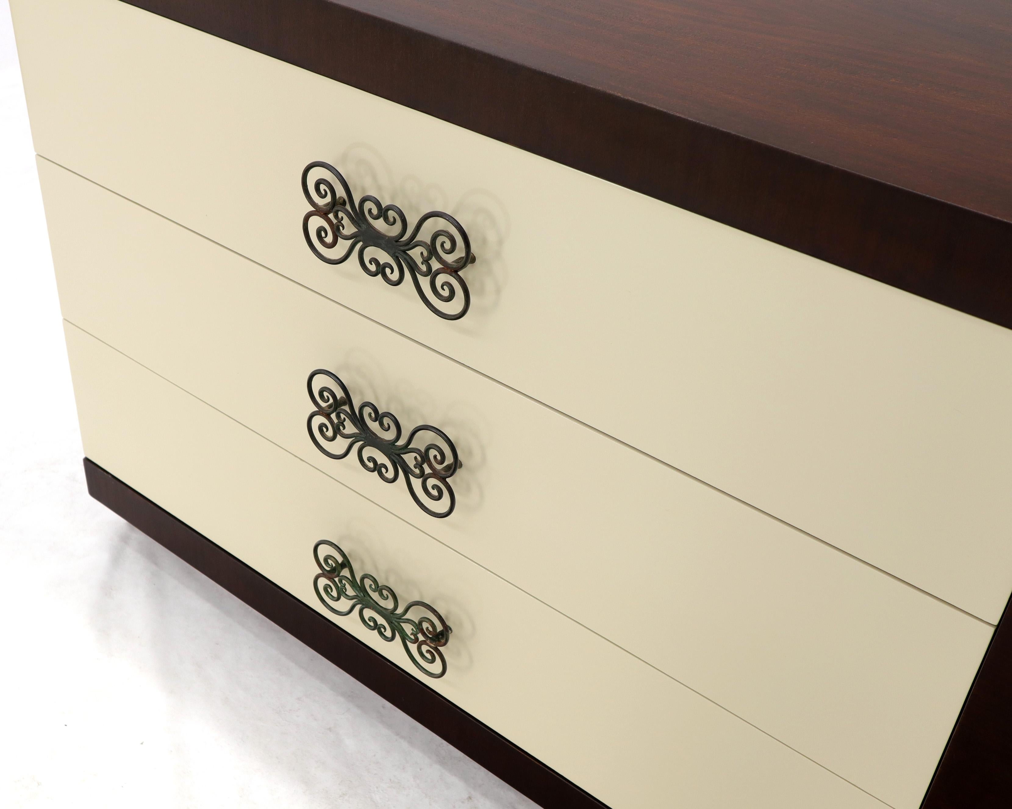 Pair of Two-Tone Mid-Century Modern Art Deco Bachelor Chests Dressers For Sale 10