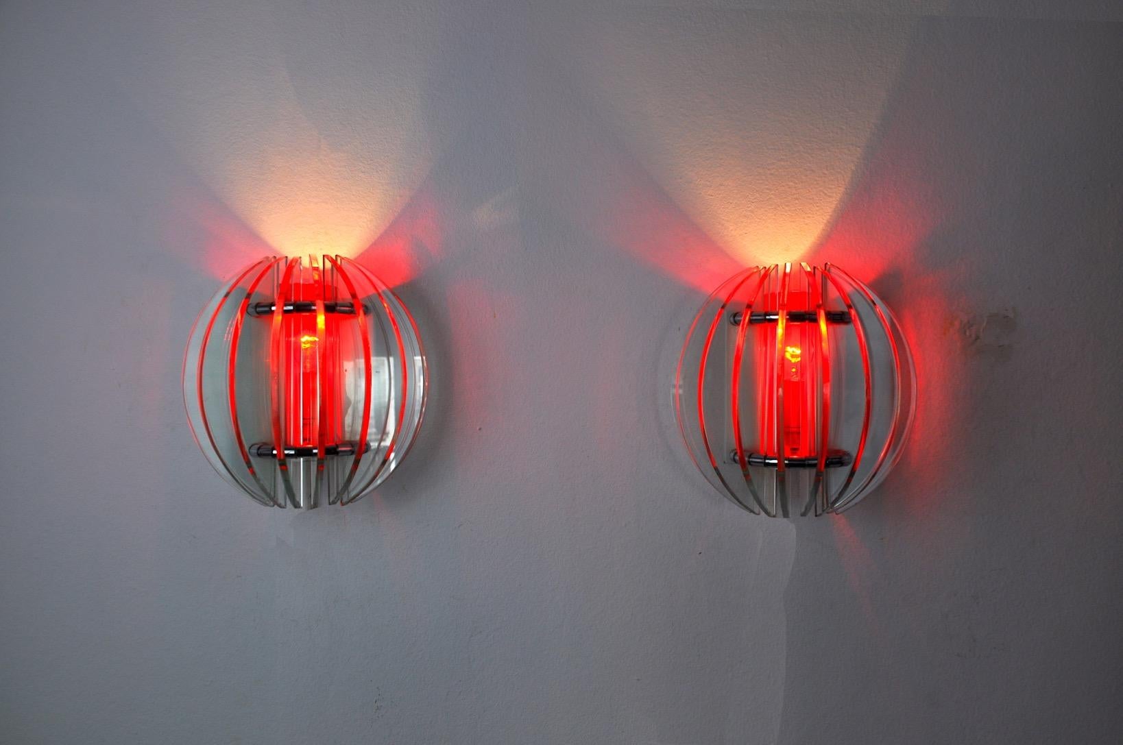 Italian Pair of Two-Tone Veca Sconces, Italy, 1970s For Sale